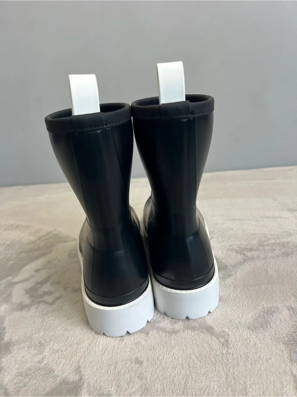 Gia Couture Black Lug Sole Rain Ankle Boots EU 40 Made in Italy NWOT